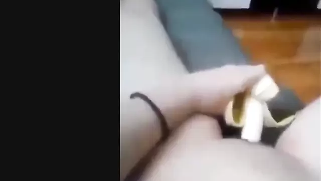 Banana masturbation leads to orgasm for Asian babe